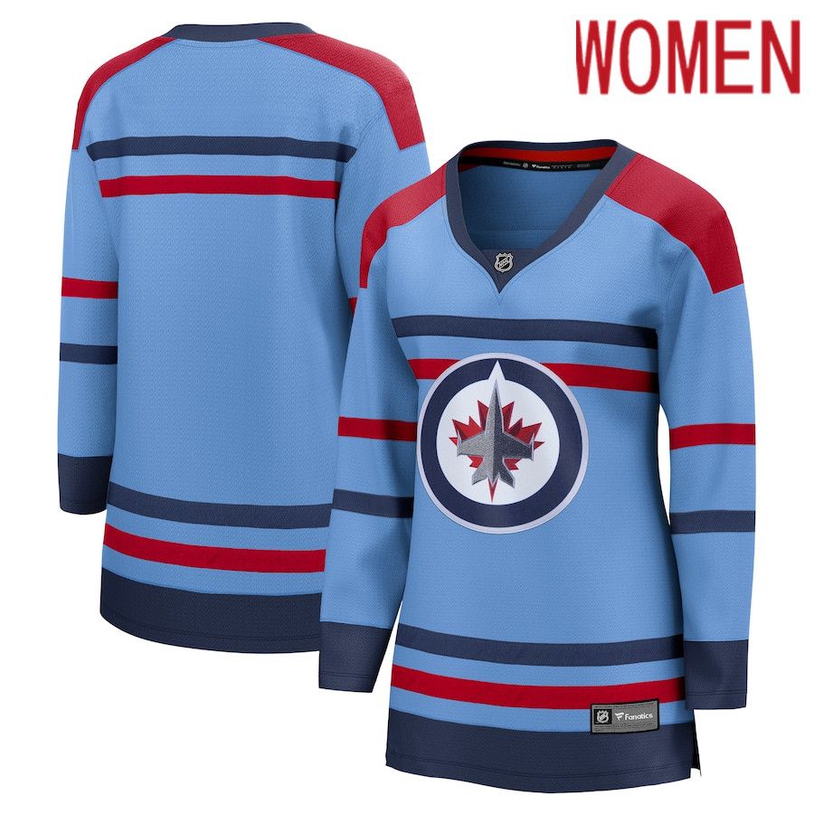 Women Winnipeg Jets Fanatics Branded Light Blue Anniversary Premier Breakaway NHL Jersey->women nhl jersey->Women Jersey